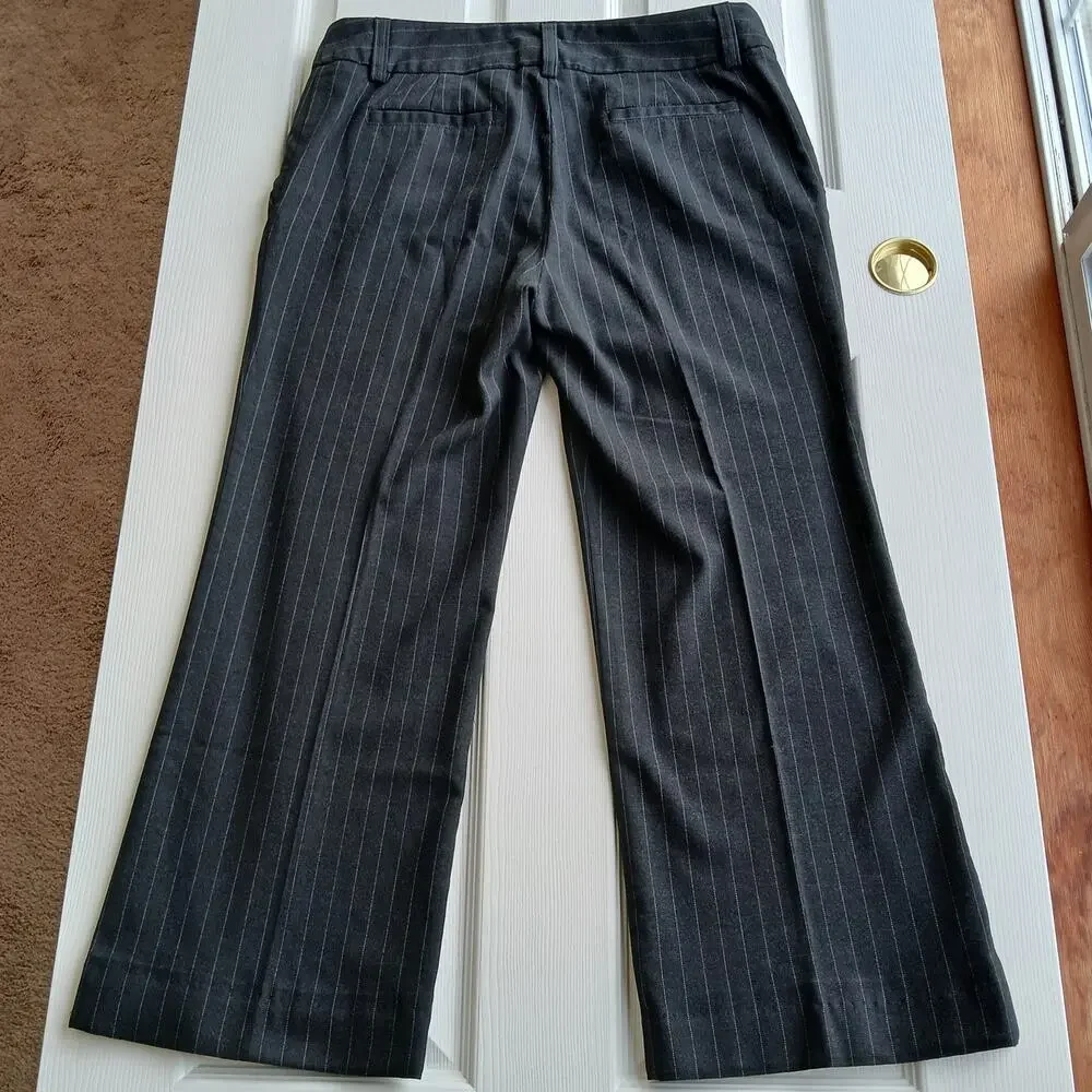 Karen Kane Black Pinstripe Slacks 14 self hemmed 27" inseam short warm comfy - Picture 13 of 13